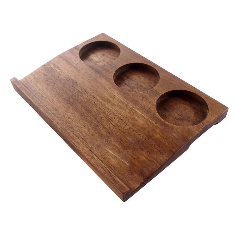 3 Hole Retro Solid Wood Coffee Tasting Flight Tray Farmhouse Drink Platter for Breakfast Meal Drinks Coffee Table Appetizers