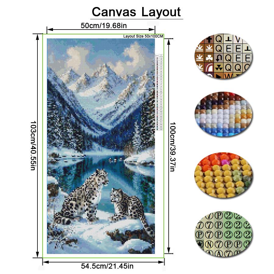 Large Size Diamond Painting Snow Mountain Lake Leopard Diy Full Square Round Drill Rhinestone Embroidery Animals Mosaic Cross Stitch Kits Wall Decor