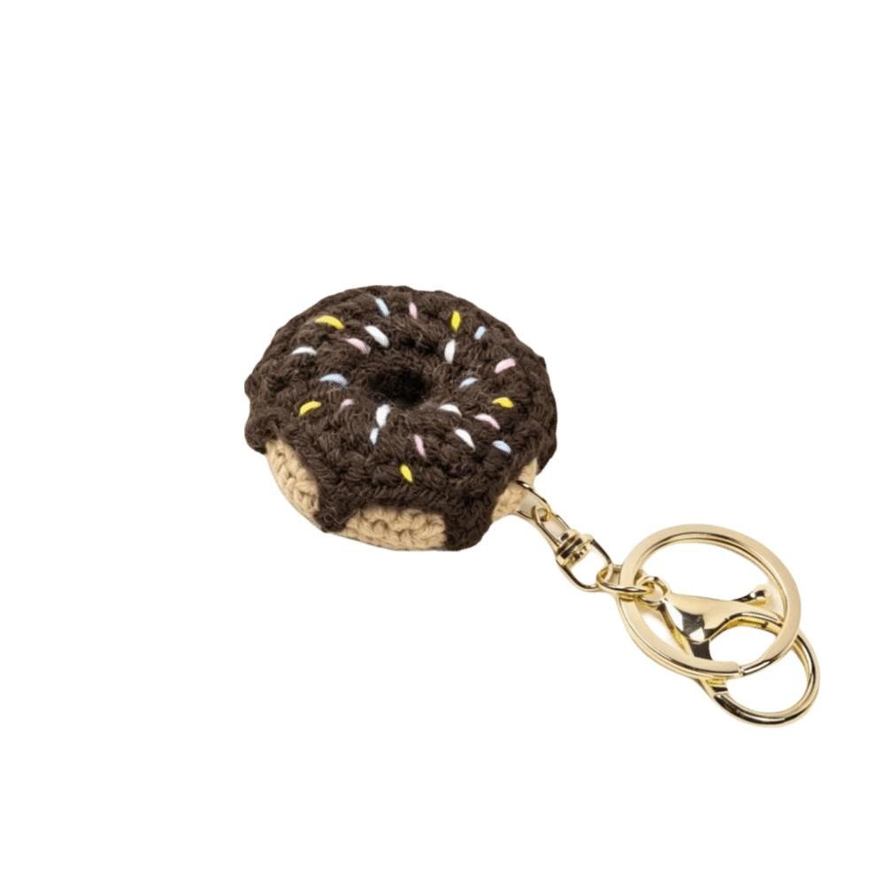 Mini Crochet Donut Keychain Colorful Food Shape Key Ring Handmade Knitted Keychain Bag Pendant
