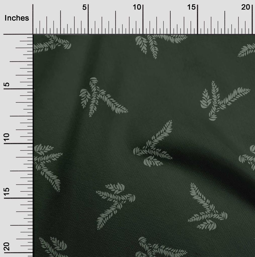 oneOone Cotton Flex Dark Green Fabric Leaves Diy Clothing Quilting Fabric Print Fabric By Yard 40 Inch
