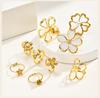 Open Adjustable Flower Ring, Stainless Steel 18K PVD Gold Plated, Waterproof Tarnish Free Trendy Floral Jewelry Gift for Women