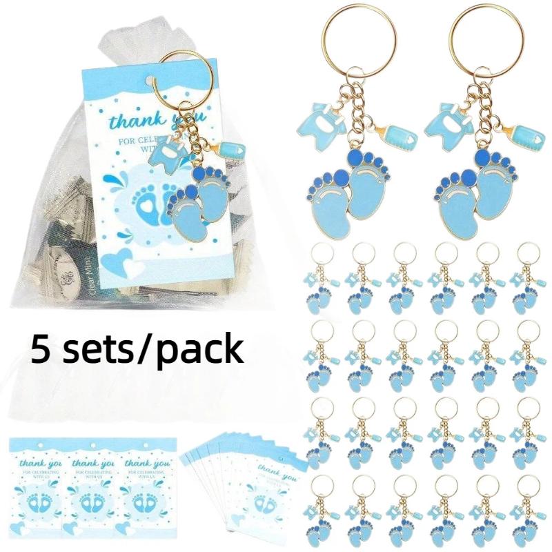 Baby Feet Keychain 5 Sets Per Package Adorable Souvenir for Baby Welcome Party Friendship Gift for Friends