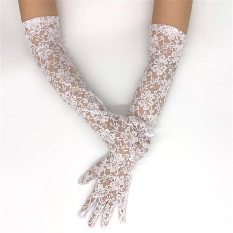 2 paires de Gants Longs en Dentelle Transparente pour Mariage Femmes Mitaines Courtes Fantaisie en Tulle pour Spectacles sur Scène
