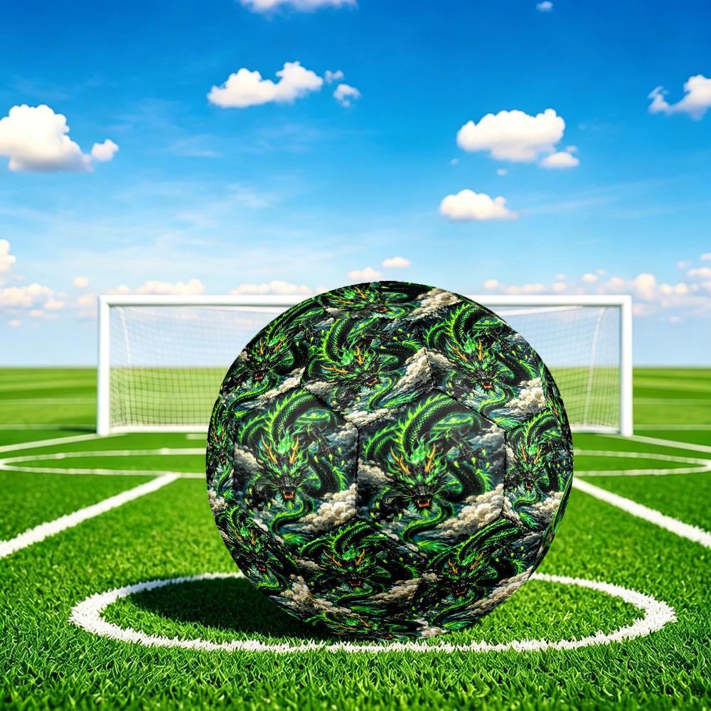 1pc Green Dragon Sky Theme Soccer Ball Football, Size 5, Lightweight PVC, Outdoor Training Soccer Ball,Gift C6546