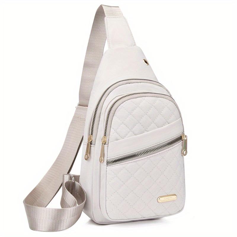 

Lightweight Quilted Casual Chest Bag, Foldable Portable Trendy Versatile Tote Shoulder Bag, Ideal for Daily Use, Travel, Outdoor бежевый