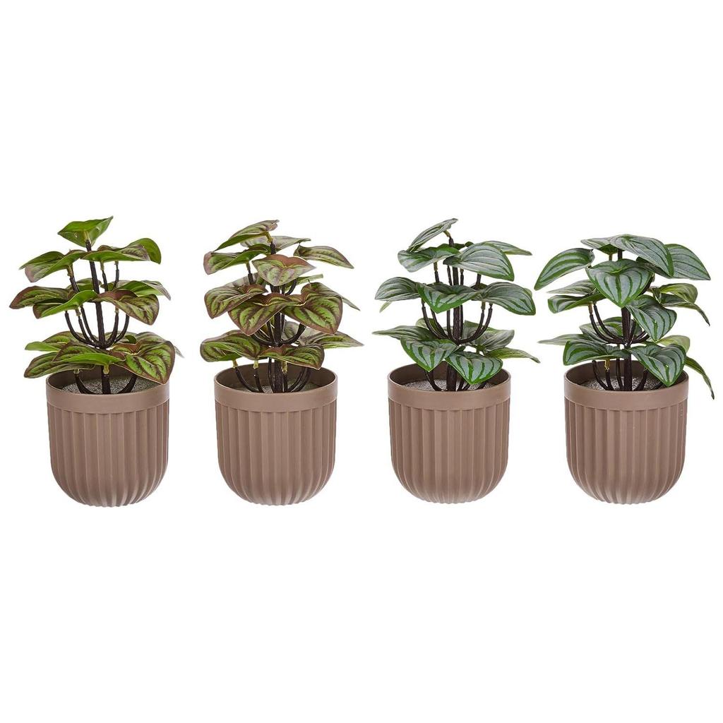Kunstige planter med potte| Realistisk utseende | Slitesterk plast | Allsidig bruk | Ingen vedlikehold | Hjemmedekor | 10 cm X 24 cm (Pakke med 4)