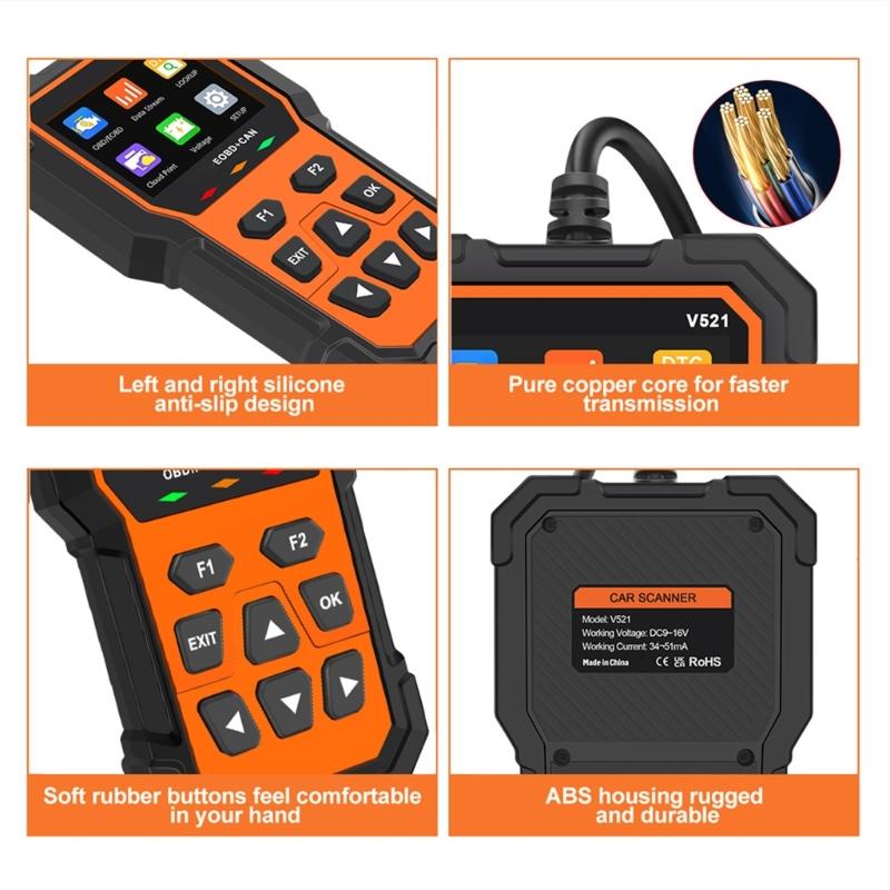 V521 Car Fault Code Scanners Diagnostic Tool, Clear Error Codes, Suitable for Quick Error Detection Trouble Code Erasing