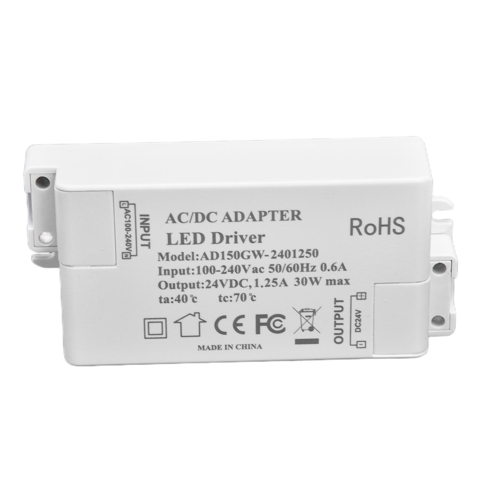 

30W DC 24V 1.25A LED Driver Constant Voltage Professional LED Light Transformer AC 100‑240V