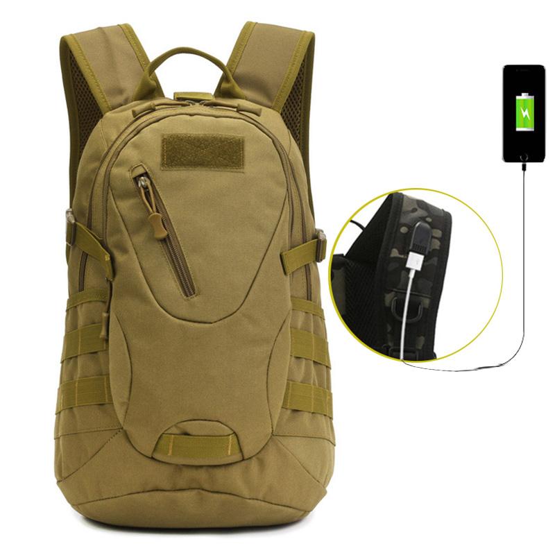 

20L Tactical Backpack Camping Bag Hiking Rucksack Camouflage Men Travel Mountaineering Outdoor Sports Shoulder USB School Bag