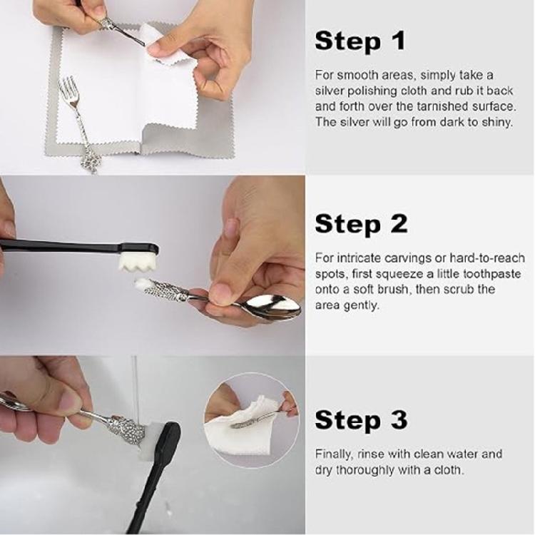 Silver Polishing Kit with Two Brush Sizes and Polishing Cloths, 6-Piece Jewelry Cleaning Set for Coins, Silverware, and Home Touch-Ups