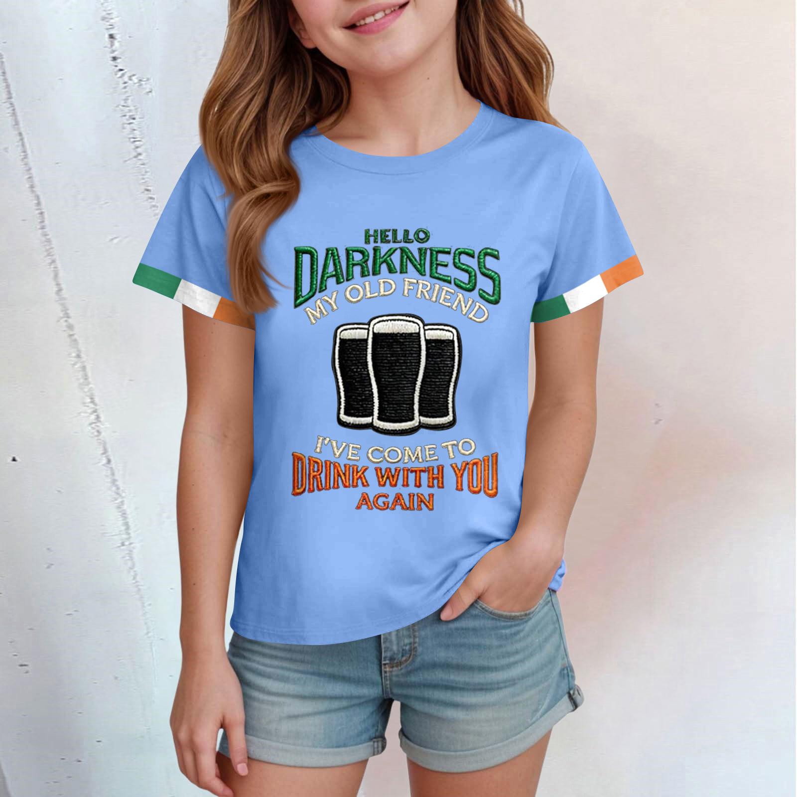 Детский повседневный топ с круглым вырезом и короткими рукавами 120