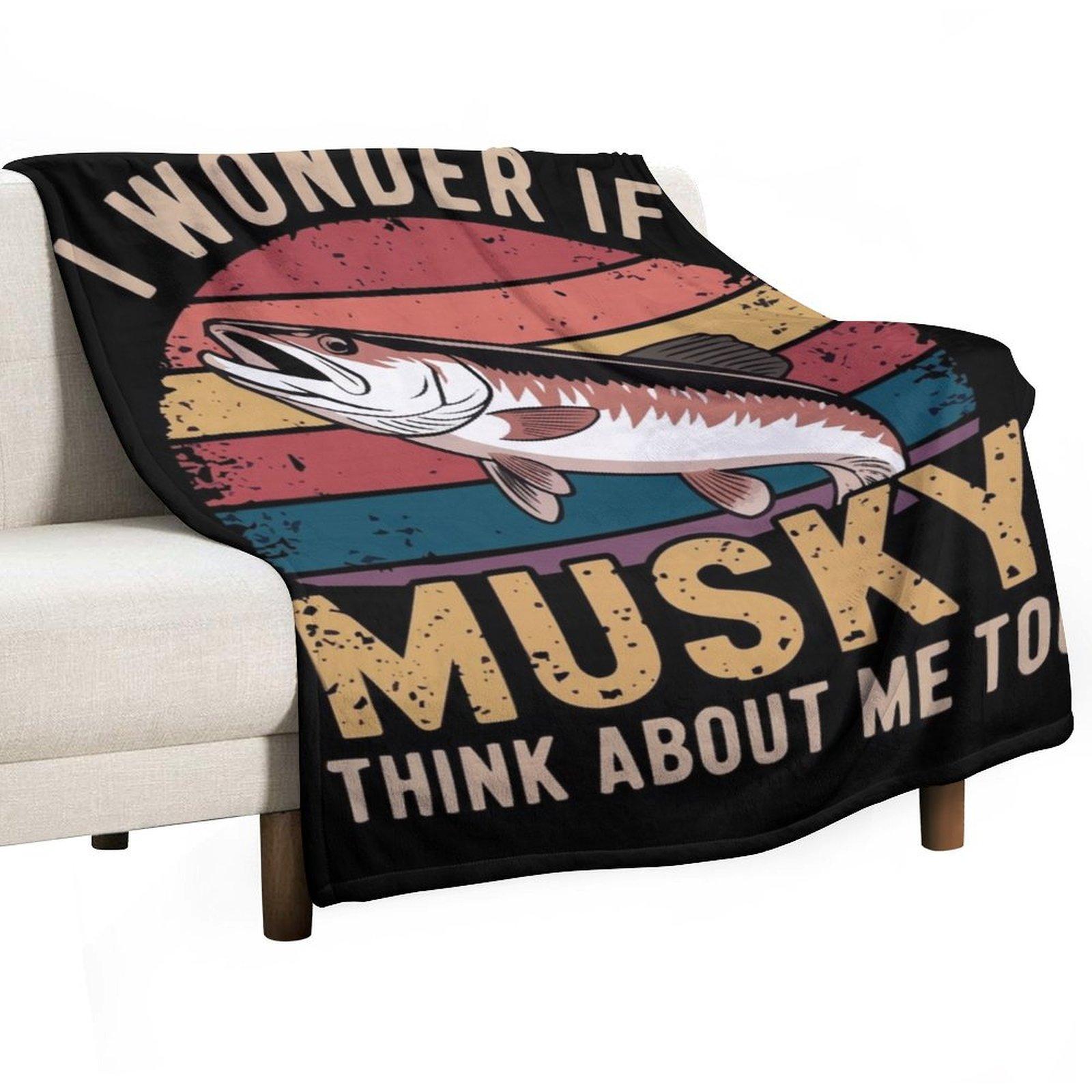 

Musky Fishing Think About Throw Blanket Blankets For Sofas Bed linens Soft Beds Nap Blankets 30x40in