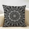 Black And White Mandala Cushion Cover Durable Hypoallergenic Organic Linen Pillow Cover Short Size Washable Skin-Friendly