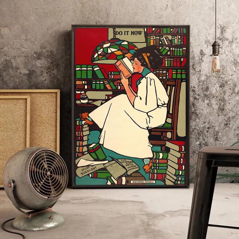 Libro de lectura para mujer y niña, pintura en lienzo Vintage, carteles, retrato de lector de mujer antigua, decoración para habitación de estudio y hogar