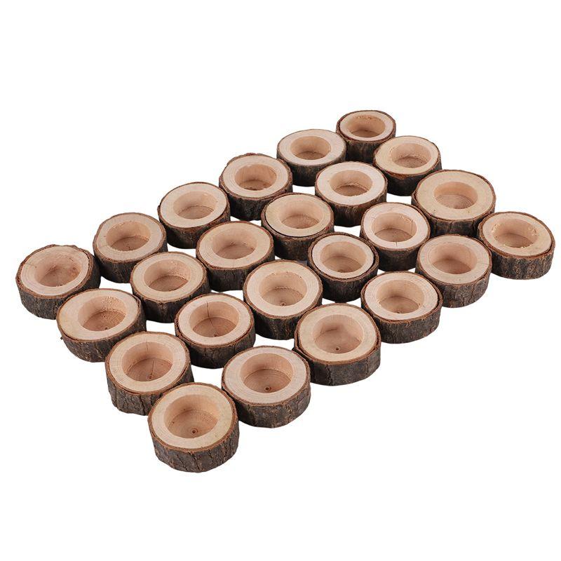 

AEE4-24Pcs Wooden Candle Holder,Votive Tealight Holder For Wedding Party For Table,Birthday Christmas Party Home Decor