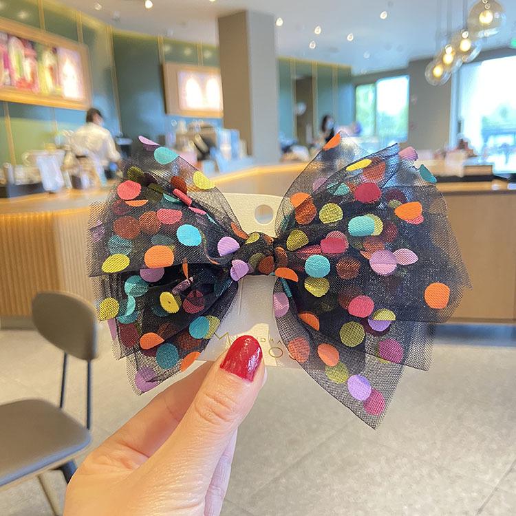 Bunte gepunktete Netzschleife Haarspange für Kinder