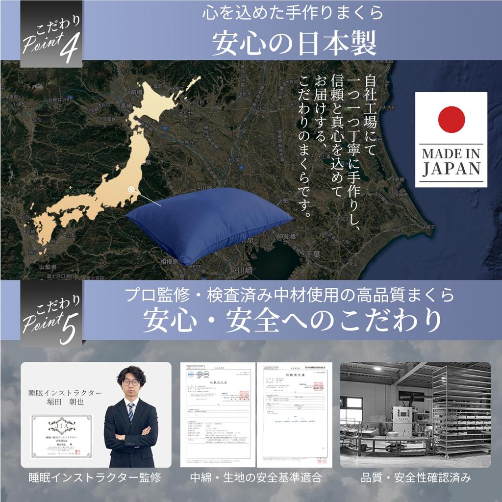 Seimin Lab Pillow, Made In Japan, Hotel Pillow, Fluffy, Suitable for Side Sleepers, Washable, Comfortable for a Good Night's Sleep, 63x43cm, Neck and