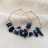 Vintage Bohemian Exaggerated Colored Natural Stone Stainless Steel Hoop Earrings For Women