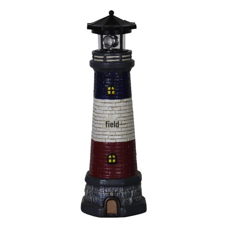 

European Outdoor Solar Lighthouse Garden Ornament Waterproof Lamp чорний
