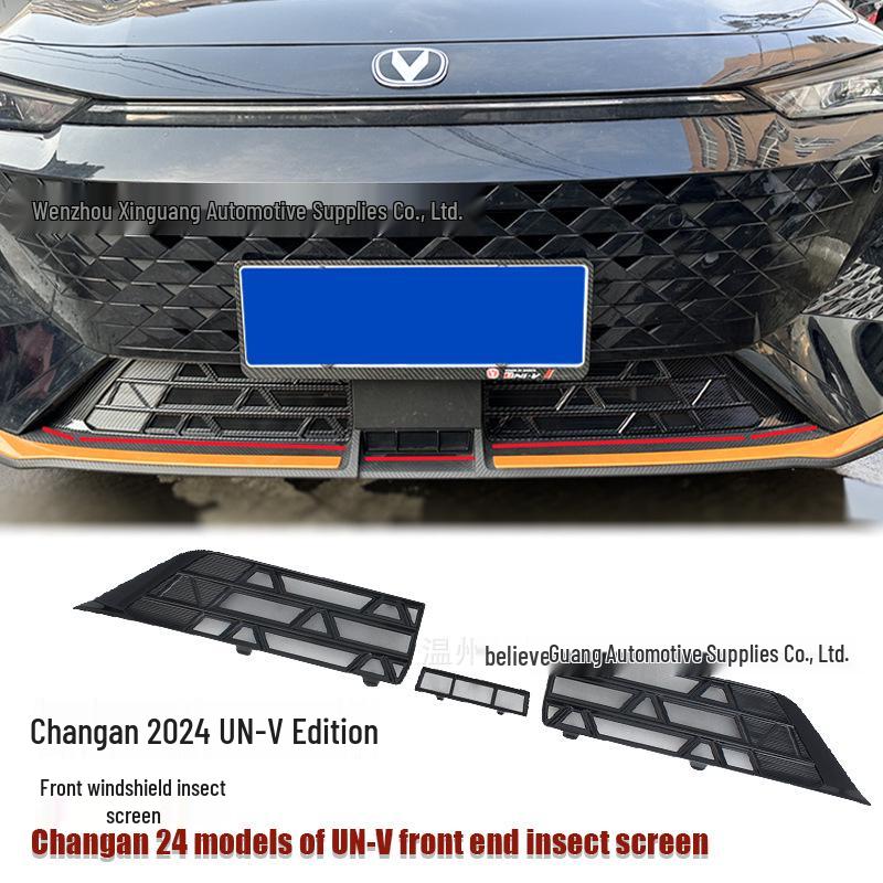 Compatible with 24 Changan UN-V models, Front Windshield Insect Net with Black Carbon Fiber Finish.