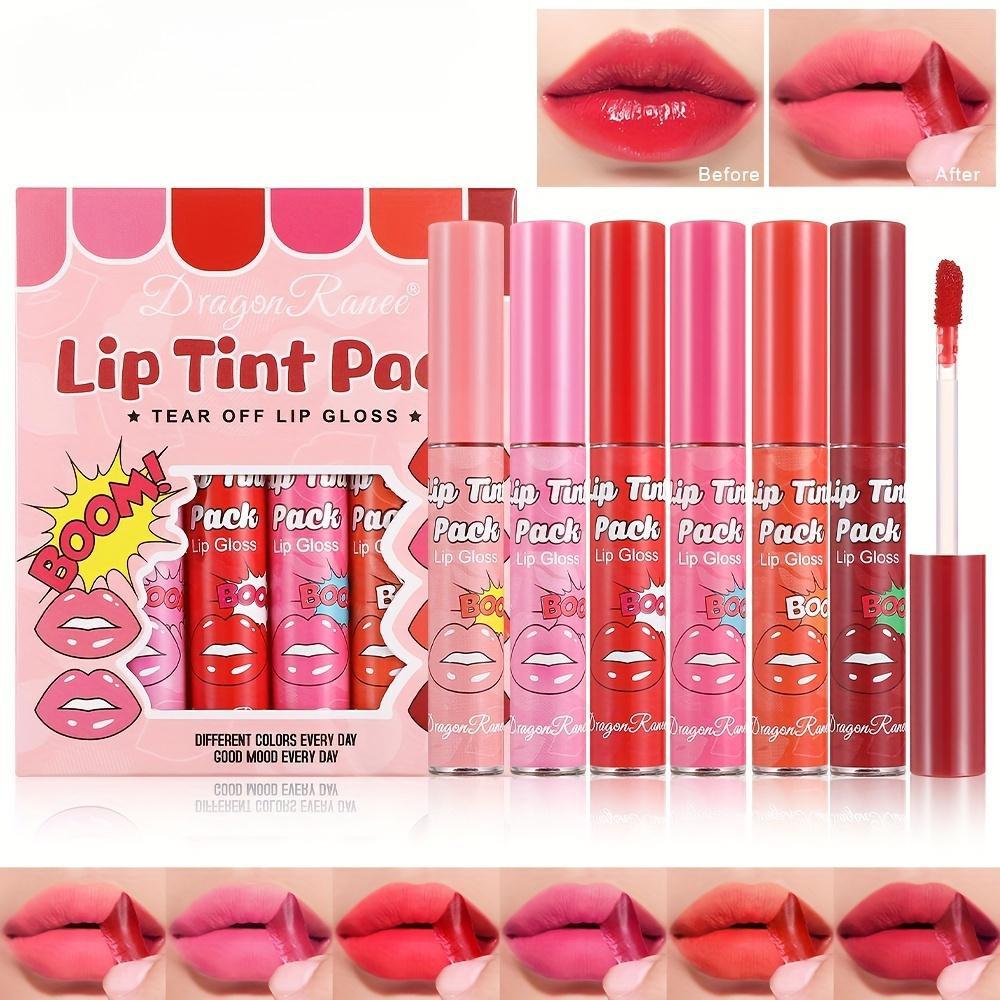 6 Farben Matt Samt Lippen-Tint Set | Langanhaltend, Wasserdicht, Nicht ausblutend, Tragbarer Party-freundlicher Lipgloss