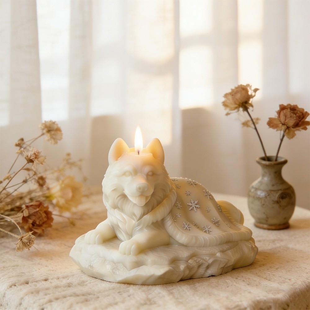 Cute Cloak Wolf Dog Mold Flexible Silicone Candle Mold Decorative 3D Wolf Mold Plaster Statues