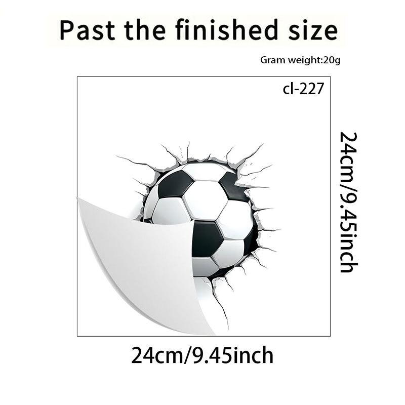 3D пробивающий стену футболист футбольный мяч туалетная наклейка самоклеящаяся водостойкая съемная ванная комната домашний декор искусство 24x24cm разноцветный
