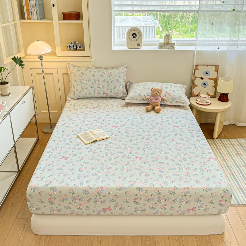

Cotton Fitted Sheet featuring Elastic Bands Non Slip Adjustable Mattress Cover Plant Flowers Printed designed for Double King Queen Bed 90x200cm 1pc