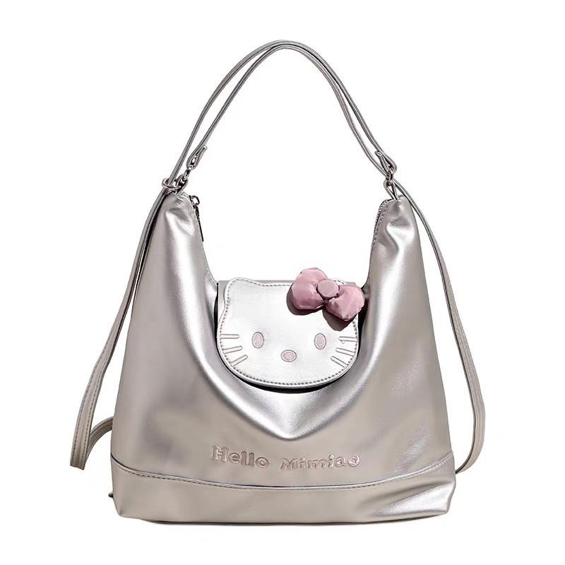 Hello Kitty Backpack For Women Girls Pu Material Large Capacity Daily Use