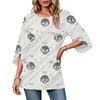 Women's Halloween Printed Casual Loose Fit Neck Three-Quarter Sleeve Top for Fall