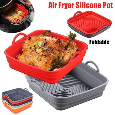 Air Fryer Silicone Basket Foldable Round Square Mold Fried Chicken Basket Reusable Pan Liner
