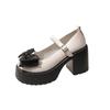 2025 Summer New Coarse Heel Mary Jane Single Shoes Fashion Bowknot Thick Heel Round Toe Pumps Trendy Street Lolita Shoes