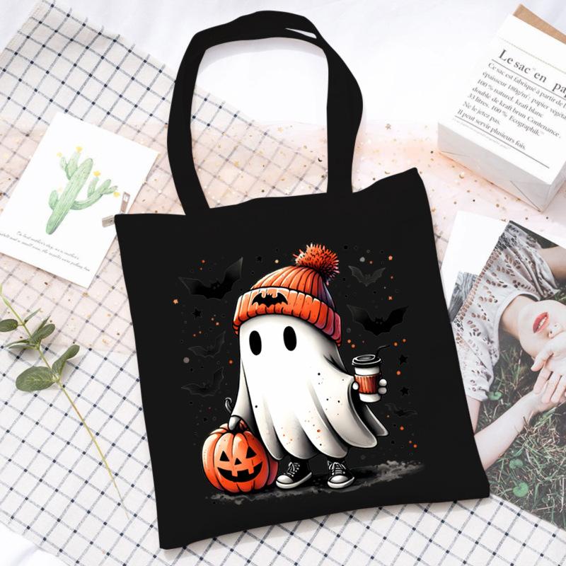 Halloween Printed Shoulder Bag Female Large Capacity Student Canvas Bag Tutoring Shopping Bag