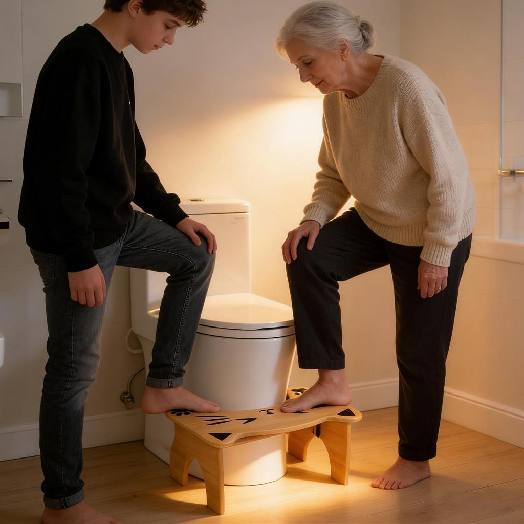 Toilet Squat Stool Adult Foldable Non-Slip Step Chair 7 Inches Height Foldable Wooden Toilet Stool For Elders Shower Bathroom