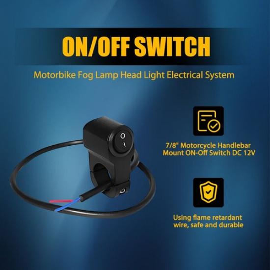 Motorcycle Bike Dirt Handlebar Headlight Fog Light Spot ON OFF Switch 7/8"(22mm)