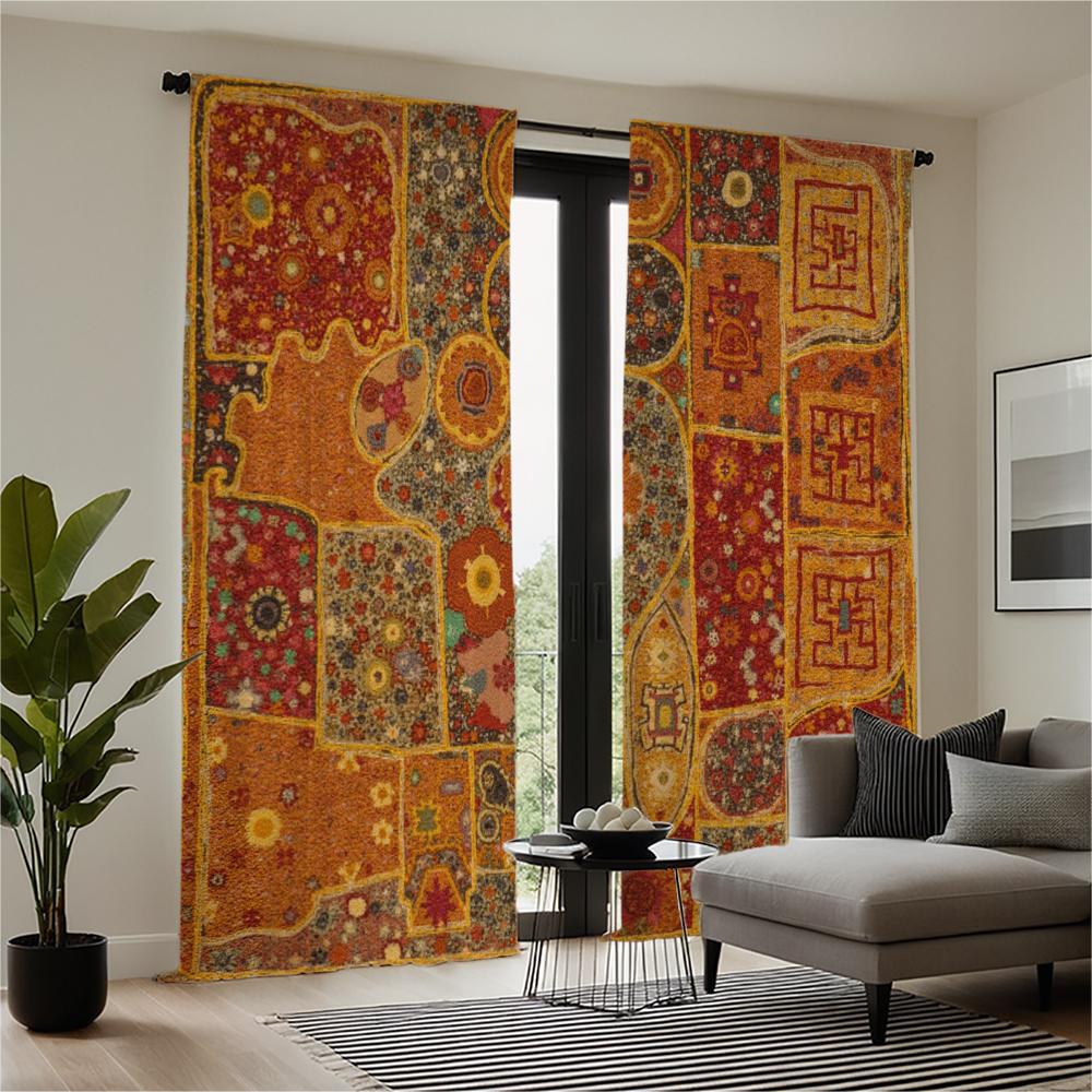 Piece Set High Definition Digital Printed Curtain Colorful Patchwork Style Curtainhome Decoration Bohemian Made Of Polyester Washable