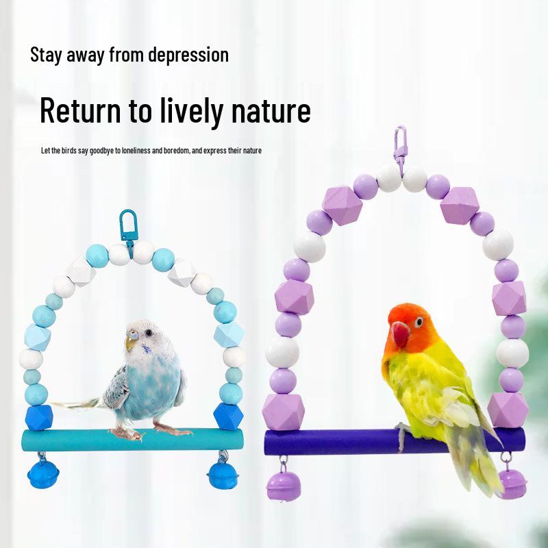 Macaron Rainbow Bird Climbing Pole & Stand Toy for Parrots and Budgies