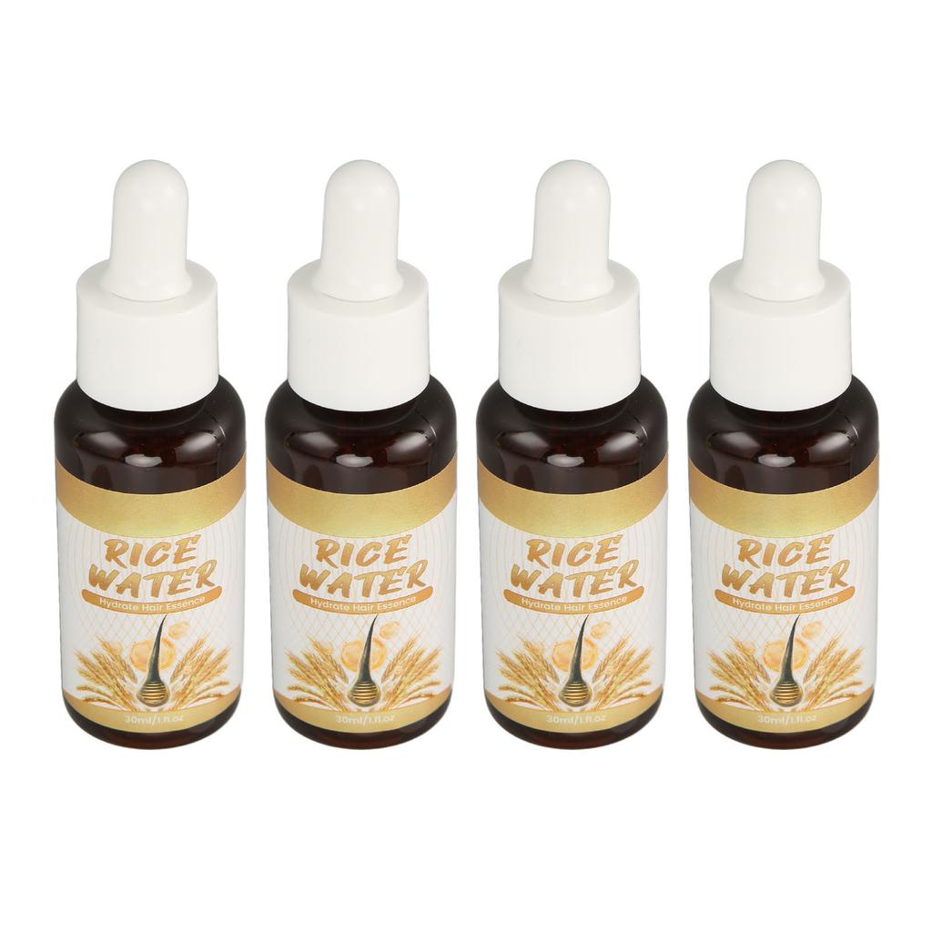 4pcs Rice Water Hair Growth Serum Reduce Split End Follicle Care Moisturizing Nourishing Hair Regrowth Serum 30ml
