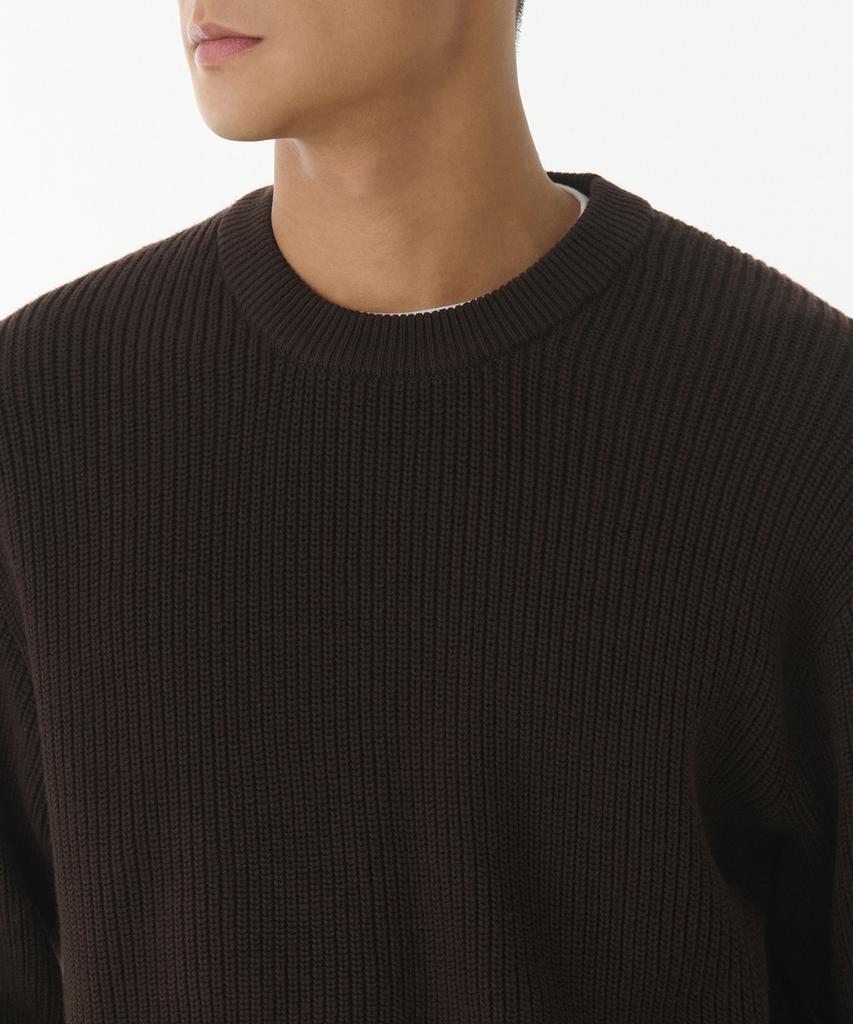 MUSINSA STANDARD Cotton Ribbed Crew Neck Knit [Brown]