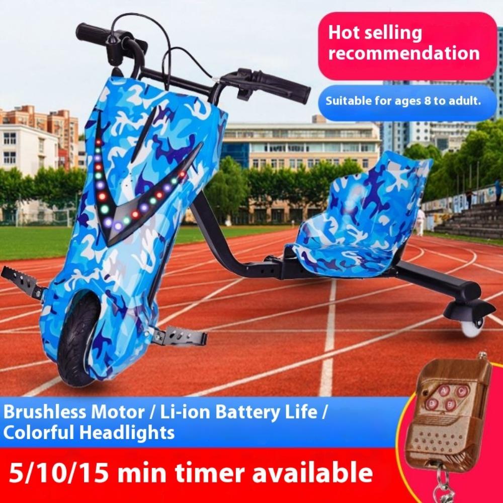 Electric kart children can sit adult students three-wheeled Internet celebrity drift car retractable timing
