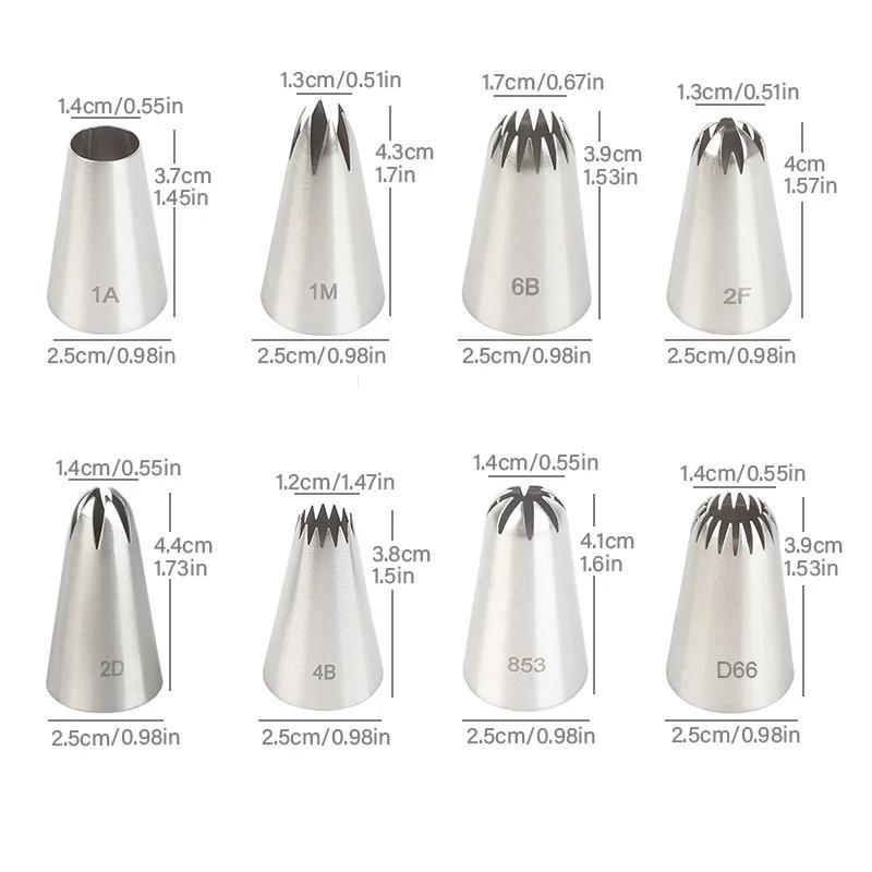 8 Stück Edelstahl Spritztüllen Set Kuchen Spritzbeutelspitzen für Dessert Keks Cupcake Backen Langlebige Küchenwerkzeuge Dessertwerkzeuge