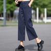 Women's High Waist Wide Leg Cropped Pants Loose Fit Casual Cotton Summer Trousers