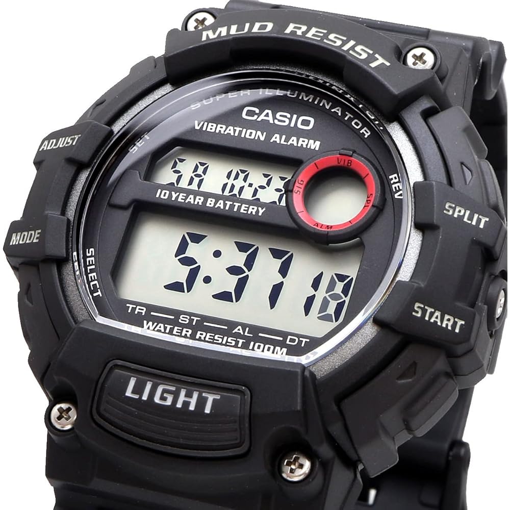 Casio Standard Digital Men's Watch TRT-110H-1AV Black with Vibration Alarm and Mud Resistant Features