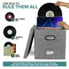 Vinyl Record Storage Box With Lid Handles Portable Folding LP Album Storage Box Organizer Supplies For More Than 50pcs Records