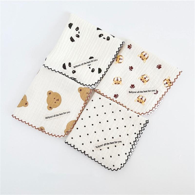 Baby Towel Soft Teething Bib Cute Print Burping Cloths Cotton Handkerchief Sweat Wipe Cloth Newborn Bath Towel Facecloth