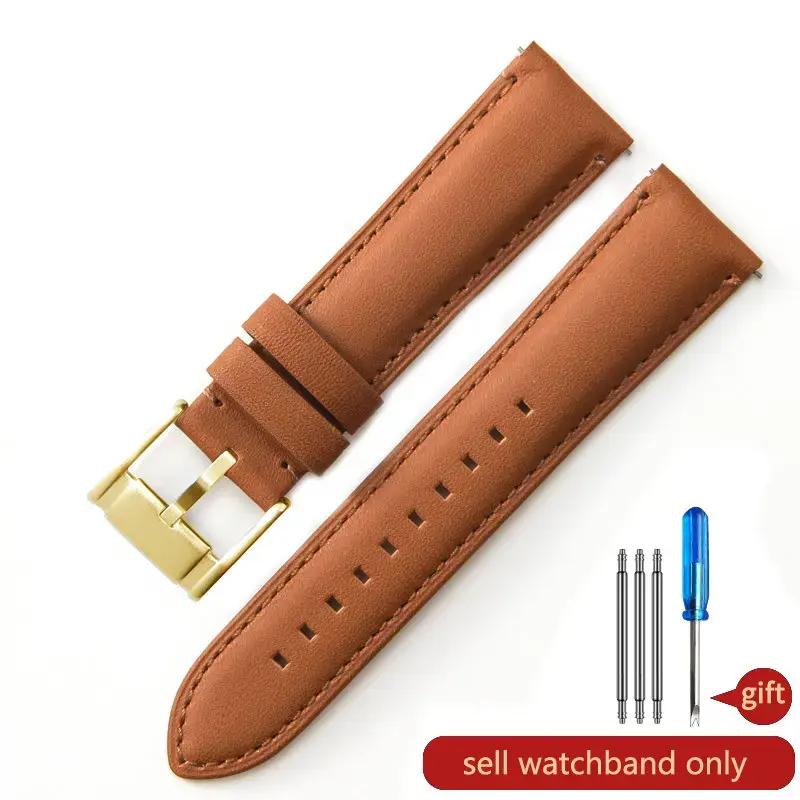 For Fossil Fs4813 Fs4735 Q Smart Series Men's Genuine Cow Leather  Sweatproof Breathable Watchbands with Needle Buckle  22 24mm