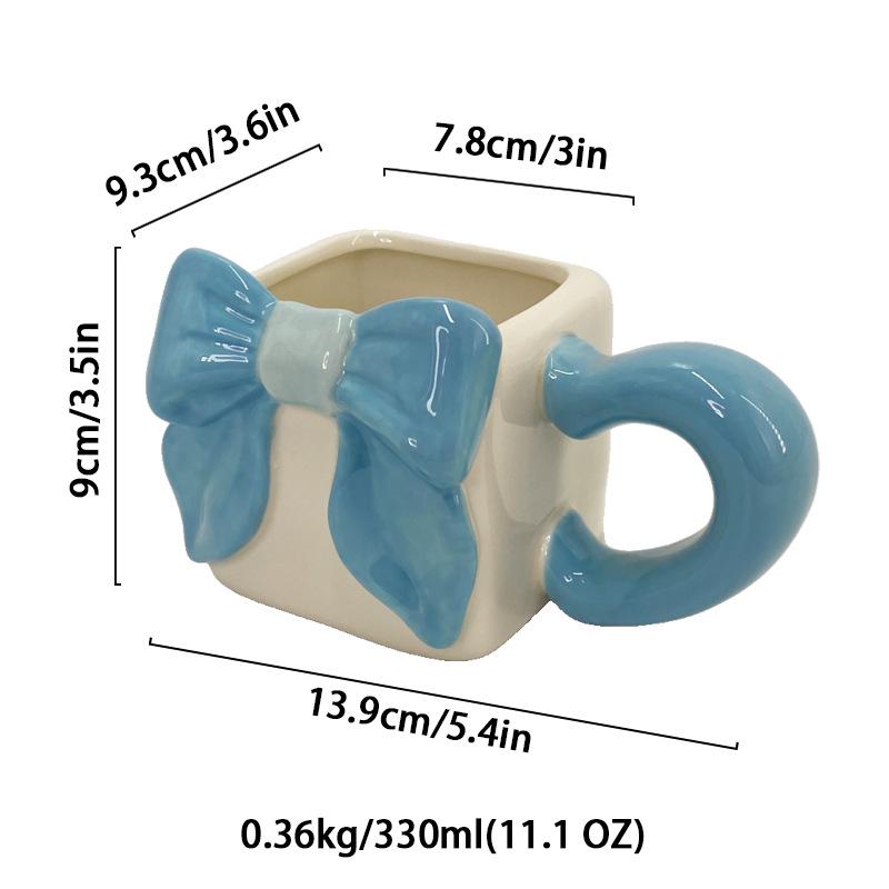 Creative Ceramic Coffee Cup Three-dimensional Bow Mug Exquisite Afternoon Tea Ceramic Flower Tea Cup Home Breakfast Milk Mug New