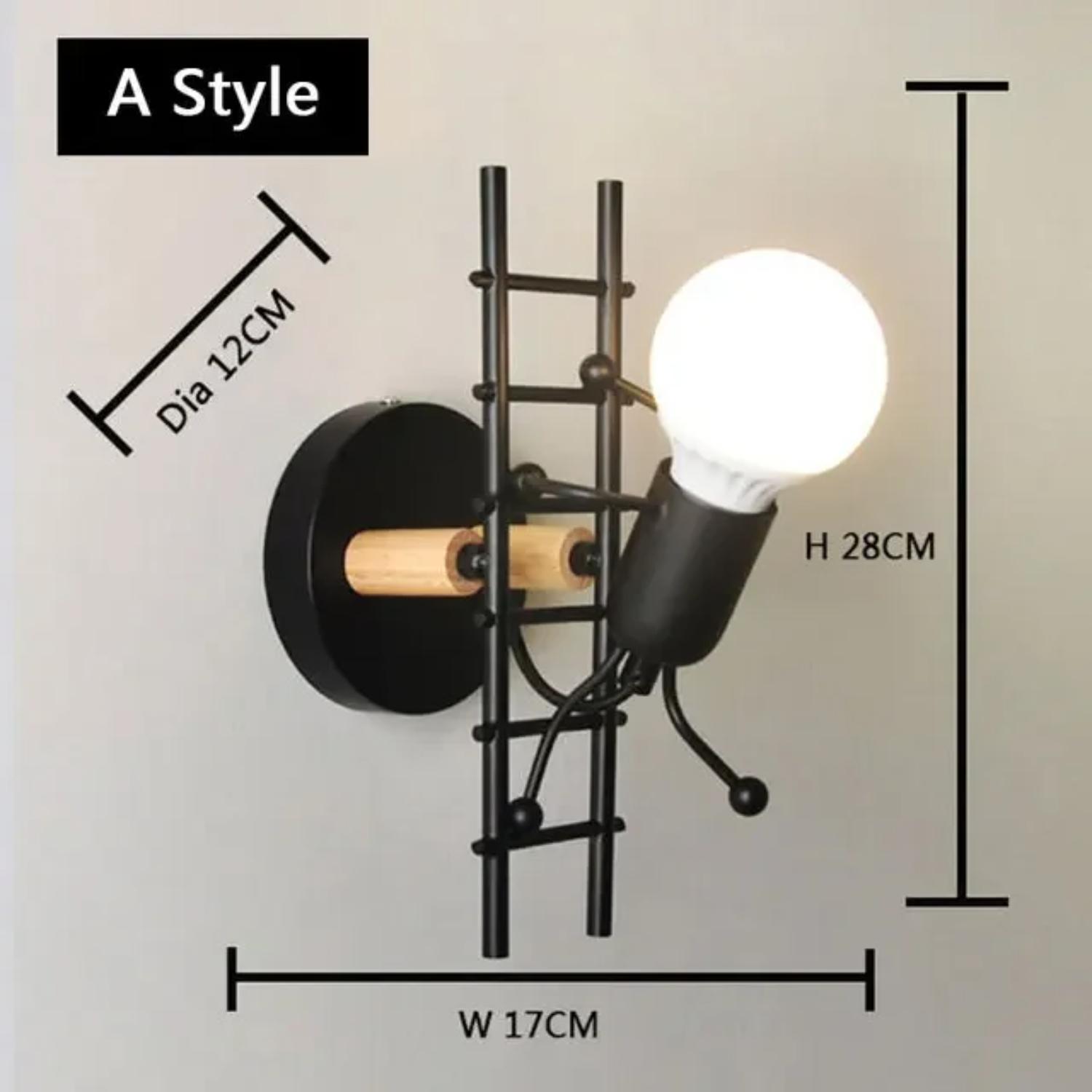 

Новый очаровательный настенный светильник в виде мультяшного человечка-спички - уникальная креативная декоративная лампа для детской комнаты, спальни, кухни, д Cool White5500-7000K