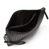 Men's Woven Leather Clutch Wallet - Large Capacity Soft Handbag & Phone Holder