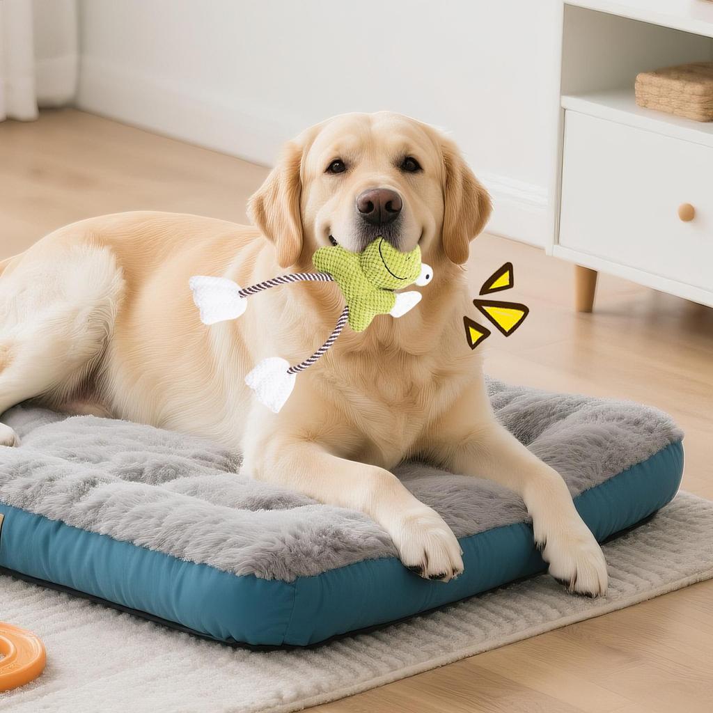 Plush Dog Toy Frog Shape Plush With Cotton Rope Squeaky Plush Dog Toys For Breed Puppy Teething Chewing Teeth Cleaning Keep Them